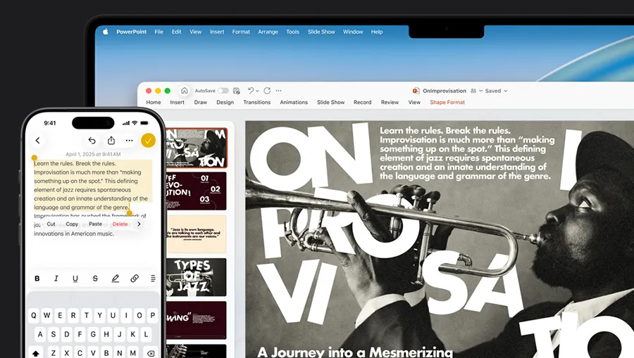 Прием звонков и сообщений на экране MacBook Pro 14 M5