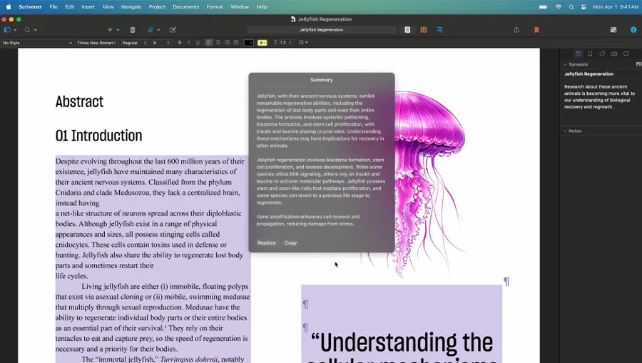 Функция Writing Tools для работы с текстом на MacBook Pro M4