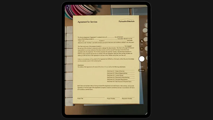 Умное сканирование документов с помощью вспышки True Tone на iPad Pro 13